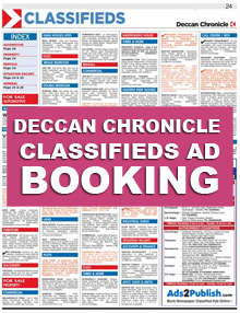 Deccan Chronicle Classified Ad Booking