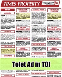 Property To Let Ad in Times of India